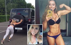Woman bodybuilder who used to skip PE lessons now keeps in shape by pushing SPORTS CARS