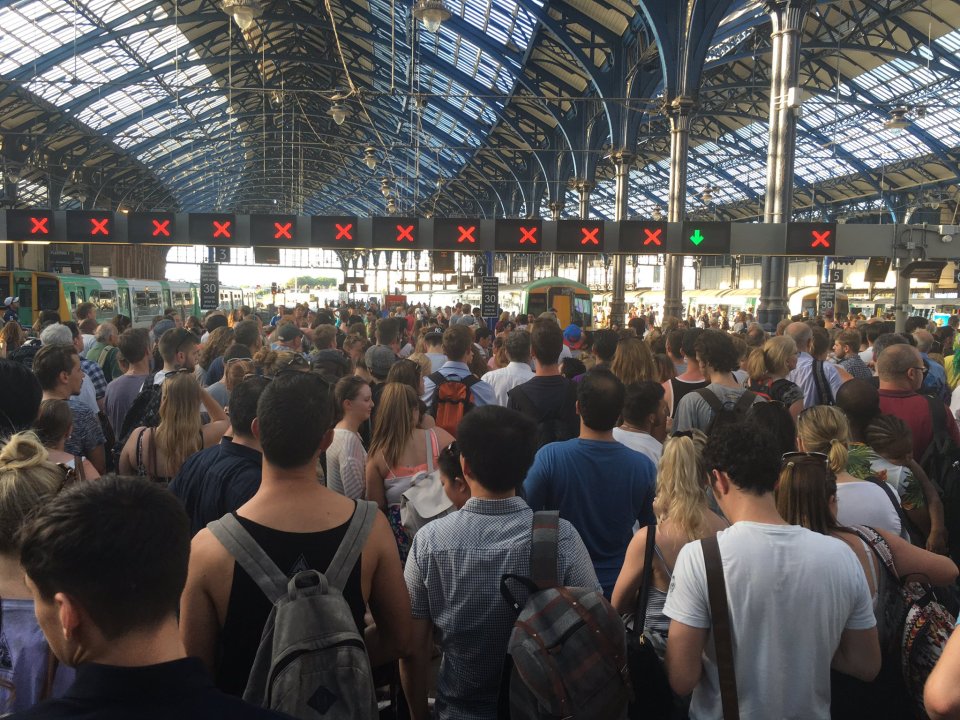 People were allegedly fainting in the heat last night as Brighton Station was overcrowded and had to be closed