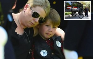Young boy breaks down at funeral for his hero cop father who was killed by Dallas sniper