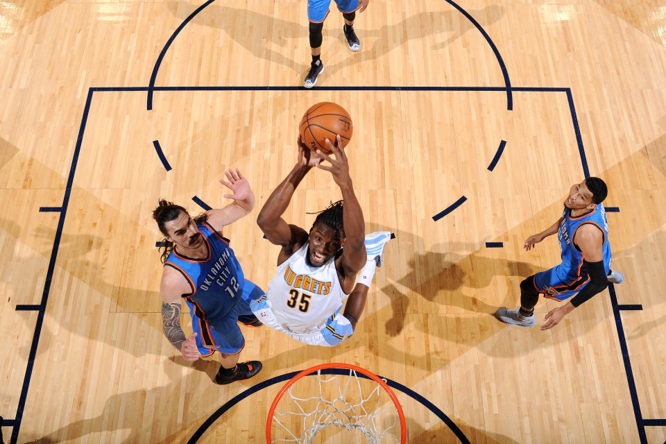 Kenneth Faried in action for the Denver Nuggets who are London-bound this season
