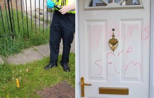 Horrific racist abuse painted on refugee family's front door in latest race hate attack after Brexit vote