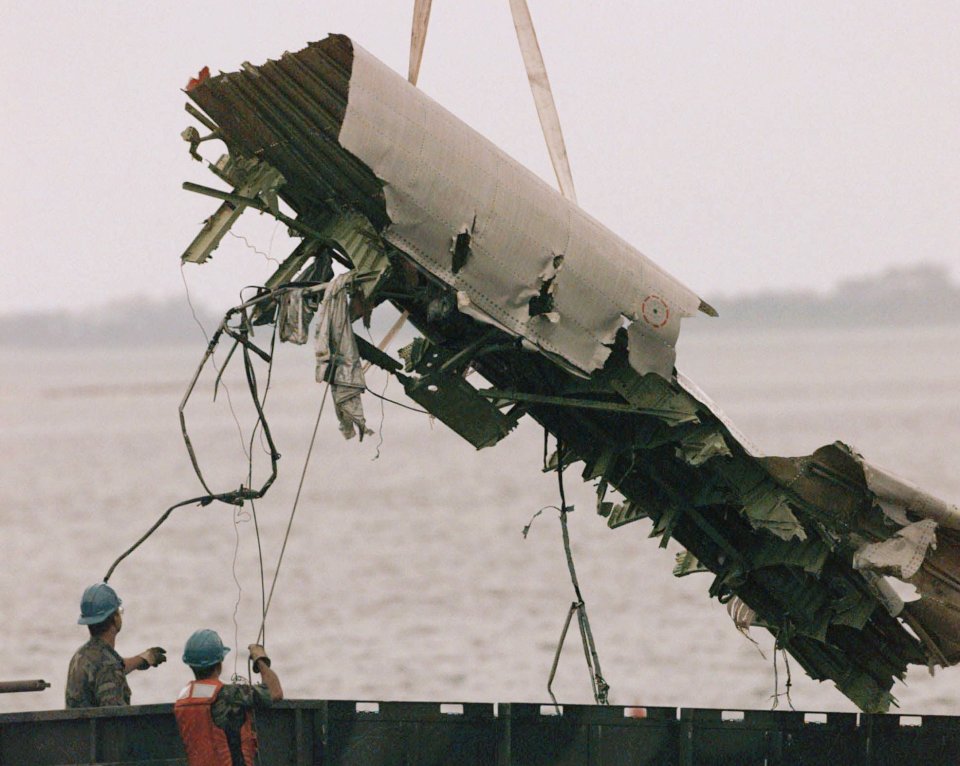 The plane was allegedly struck by a glowing streak of light before it combusted and explosions tore it to pieces