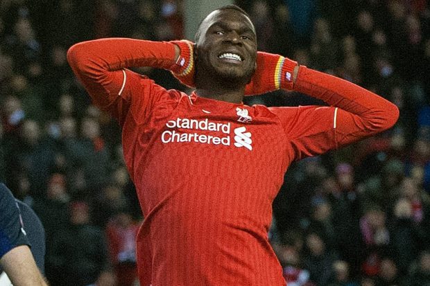 Liverpool v West Ham United, F.A.Cup fourth round. 30th January 2016. Picture By Mark Robinson. Christian Benteke after missing.
