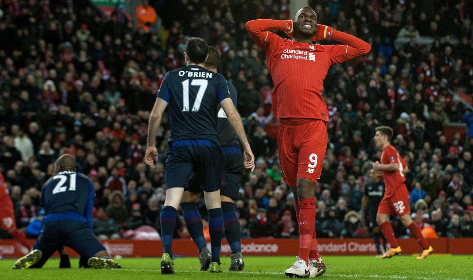 Liverpool v West Ham United, F.A.Cup fourth round. 30th January 2016. Picture By Mark Robinson. Christian Benteke after missing.
