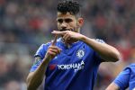 Chelsea's Brazilian-born Spanish striker Diego Costa celebrates scoring his team's first goal during the English Premier League football match between Sunderland and Chelsea at the Stadium of Light in Sunderland, northeast England on May 7, 2016. / AFP PHOTO / LINDSEY PARNABY / RESTRICTED TO EDITORIAL USE. No use with unauthorized audio, video, data, fixture lists, club/league logos or 'live' services. Online in-match use limited to 75 images, no video emulation. No use in betting, games or single club/league/player publications. / LINDSEY PARNABY/AFP/Getty Images