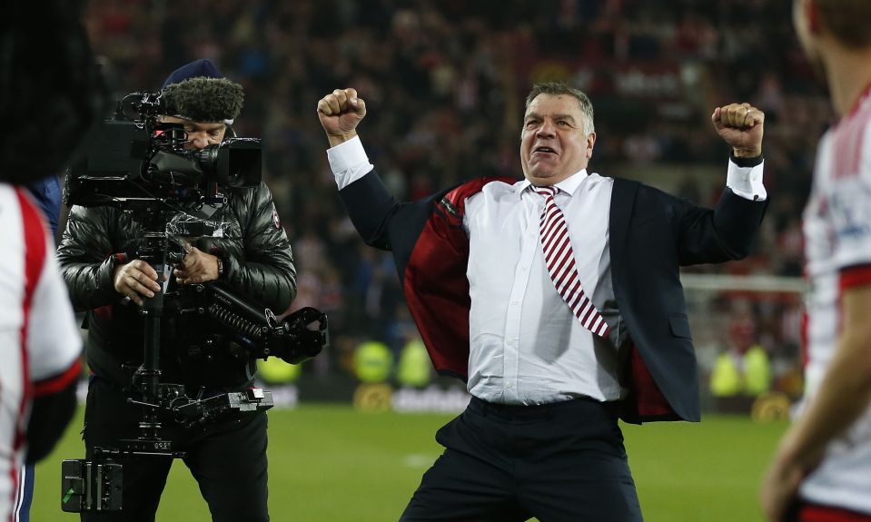 Sam Allardyce celebrates after keeping Sunderland up