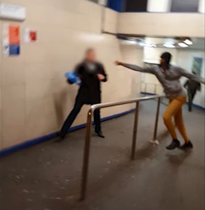 ISIS-inspired Muhiddin Mire tried to cut off a random passerby's head in London last year. Pictured is CCTV footage from the attack