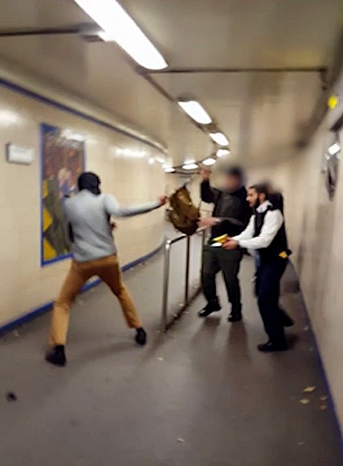 Officers attempt to stop Mire's bloody rampage with Tasers