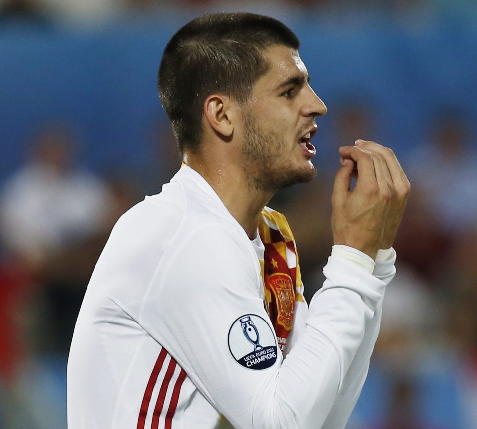 Alvaro Morata reacts