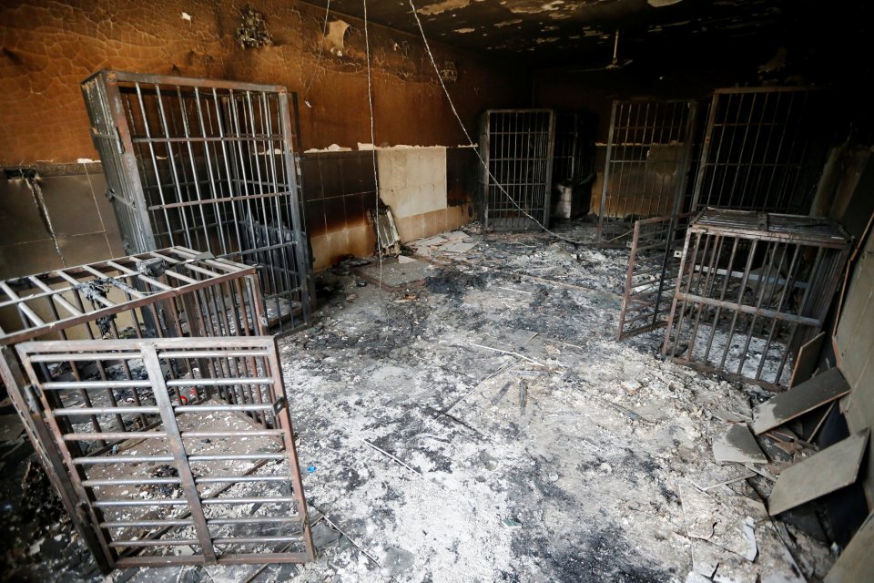 This prison was razed by retreating soldiers, who left their captives to burn to death as they tried to slow the coalition-backed advance into Fallujah 