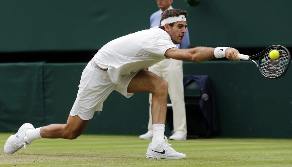 Juan Martin del Potro of Argentina returns to Stan Wawrinka