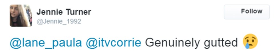 Fans were quick to share their dismay on Twitter 