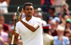 LONDON, ENGLAND - JULY 03: Nick Kyrgios of Australia celebrates victory during the Men's Singles third round match against Feliciano Lopez of Spain on Middle Sunday of the Wimbledon Lawn Tennis Championships at the All England Lawn Tennis and Croquet Club on July 3, 2016 in London, England. (Photo by Clive Brunskill/Getty Images)
