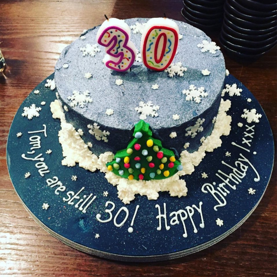 The McFly star also had a festive themed birthday cake 