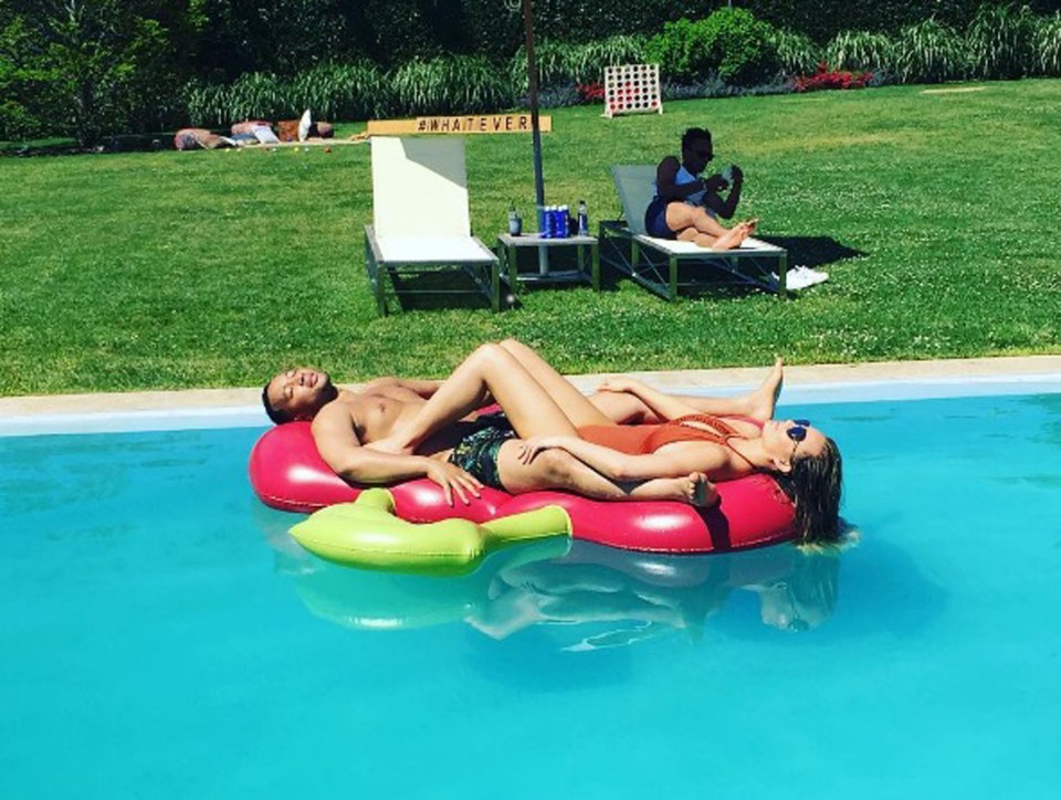 Chrissy revealed on Snapchat she was wearing a swimsuit for the first time since giving birth