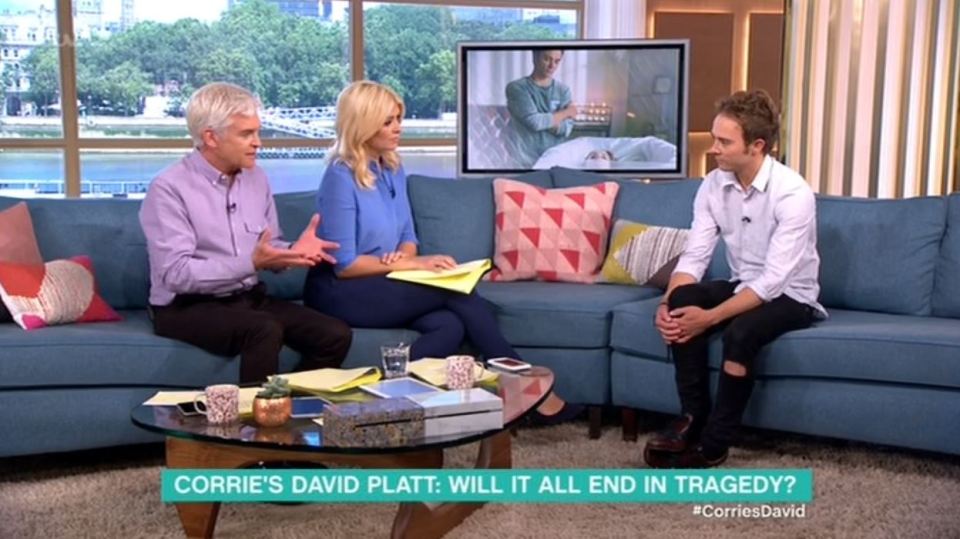 Holly and Phil discussed the upcoming death, as a picture of Kylie in her coffin flashed on the screen behind them