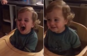 This toddler just overheard his dad say a swear word… and he won’t stop repeating it