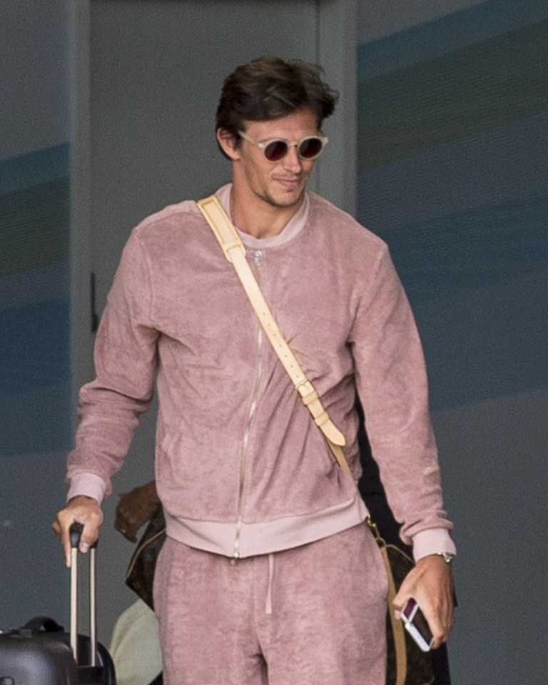Jake wore an all-pink ensemble for his return home 