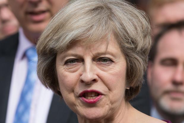 London, UK. 7th July, 2016. Theresa May joins her supporters within the Conservative Party outside the Houses of Parliament after passing through to the shortlist for the party leadership with 199 votes. Andrea Leadsom joins her on the shortlist, wit