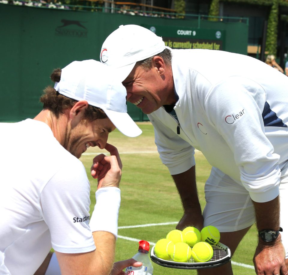 British No1 Murray and Wimbledon legend Lendl share a chuckle during practice