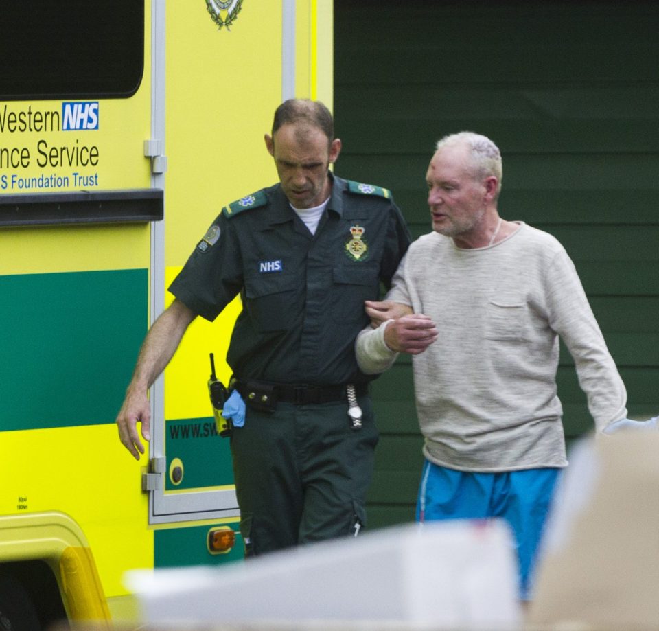 Gazza taken away in an Ambulance