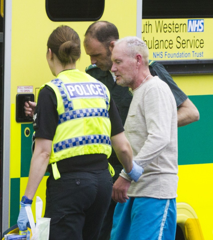 Gazza taken away in an Ambulance