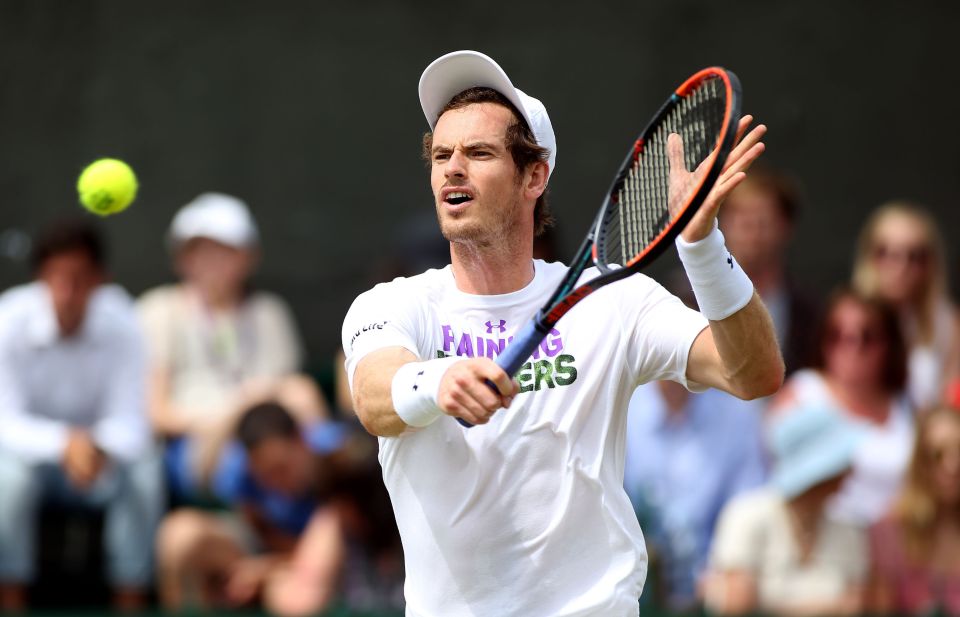 Andy Murray during a practice session on day twelve of the Wimbledon Championships at the All England Lawn Tennis and Croquet Club, Wimbledon. PRESS ASSOCIATION Photo. Picture date: Saturday July 9, 2016. See PA story TENNIS Wimbledon. Photo credit should read: Steve Paston/PA Wire. RESTRICTIONS: Editorial use only. No commercial use without prior written consent of the AELTC. Still image use only - no moving images to emulate broadcast. No superimposing or removal of sponsor/ad logos. Call +44 (0)1158 447447 for further information.