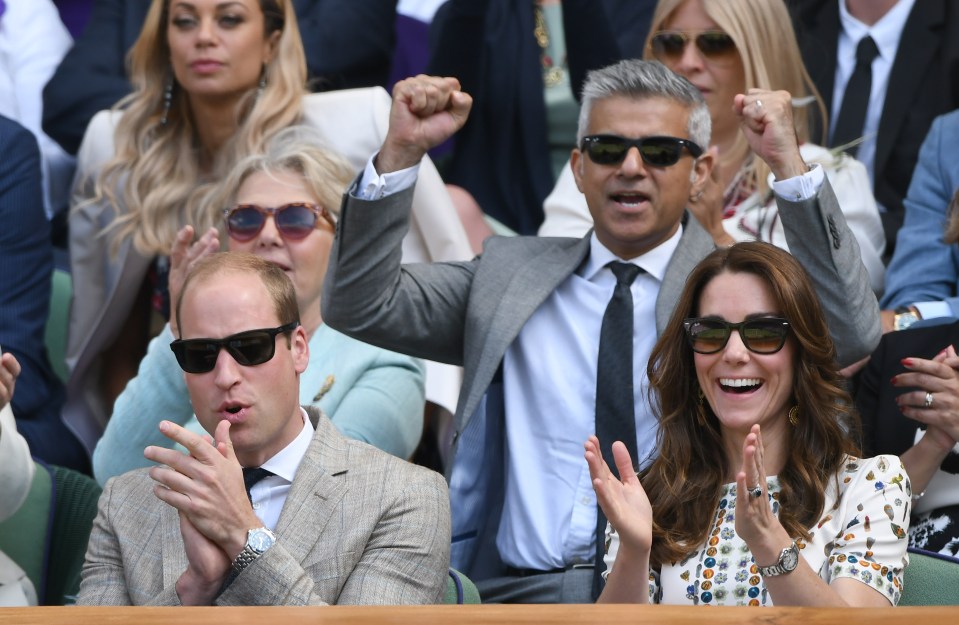 Newly elected Mayor of London Sadiq Khan perched behind Wills and Kate