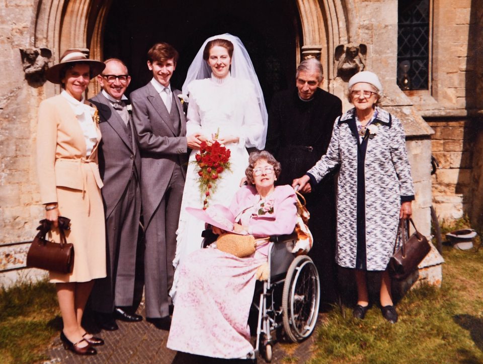 Theresa married in 1980 and is seen here with her parents-in-law, John and Joy May (left), her father Hubert, mother Zaidee and maternal grandmother, Violent Barnes (hat)