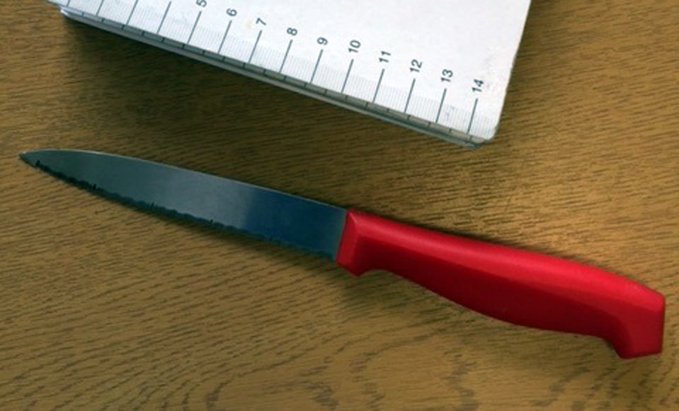 A knife Mohammed Islam held to his kidnapped victim, Liam Courtney's, throat