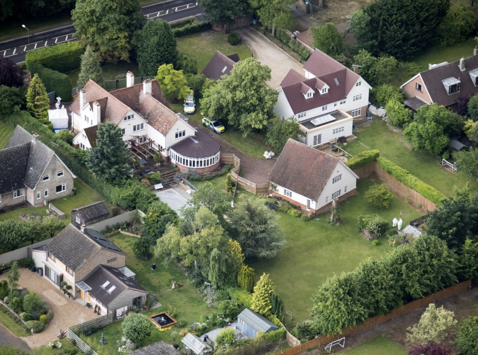 Forensic officers searched for the author at her £1m home in Royston