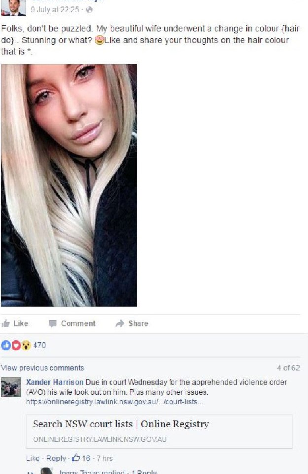 He later posted this bizarre snap inviting people to comment on his wife's new hair colour