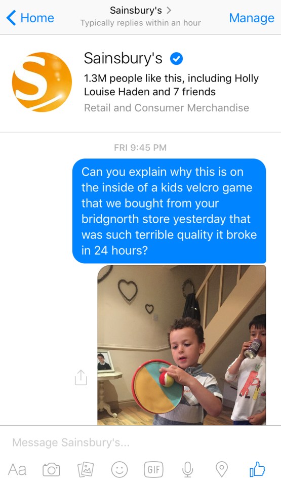 Mum Melissa has made a complain directly to Sainsbury's for allowing this toy on their shelves