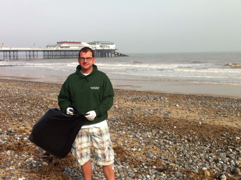 Adam Frere-Smith, development officer for North Norfolk Surf Life Saving Club, on Cromer east beach.