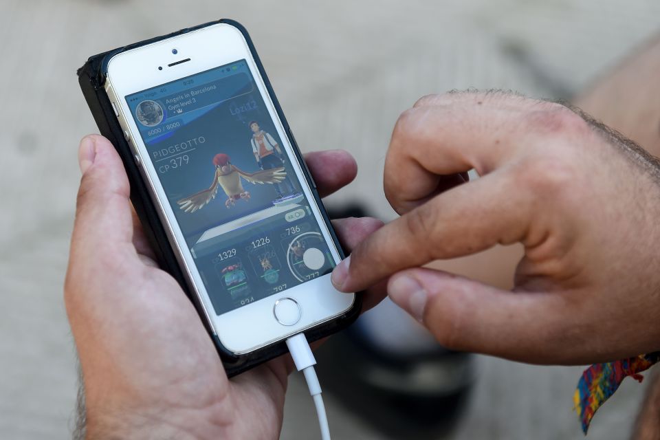 A gamer uses the Pokemon Go application