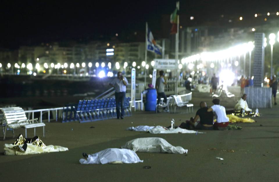 Victims' bodies lie on the promenade after Bouhlel's horror attack