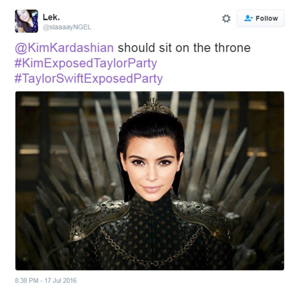 Kim was depicted as evil Queen Regent Cersei Lannister from Game of Thrones
