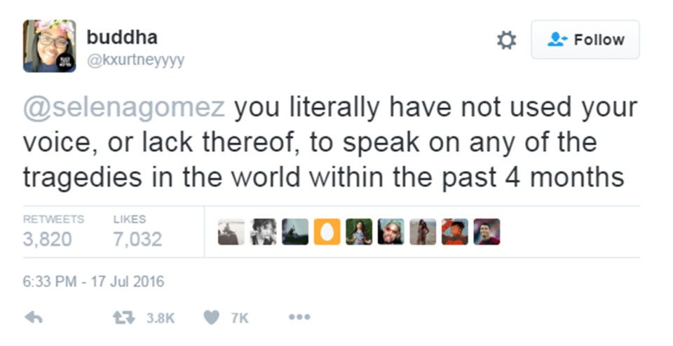 But like Chloe, Selena was also slammed for voicing her opinion on the feud