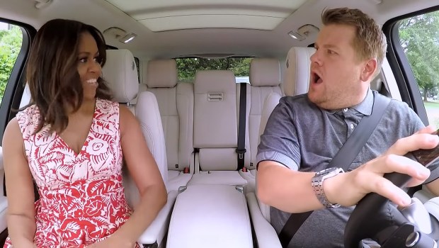 James Corden and Michelle Obama