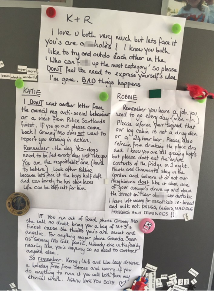 The note which covers four sides of A4 offers some frank advice to the children