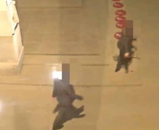 He then smashes his foot into the display
