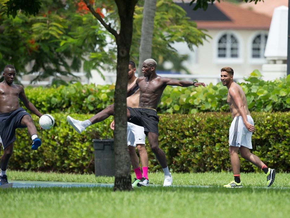 Paul Pogba later went shirtless in the blazing heat of Miami