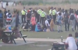 Cops break up another huge fight just 24 hours after violence in the capital saw five stabbed