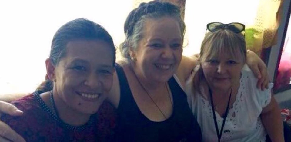 Lindsay Sandiford with two prison pals as she marked her birthday