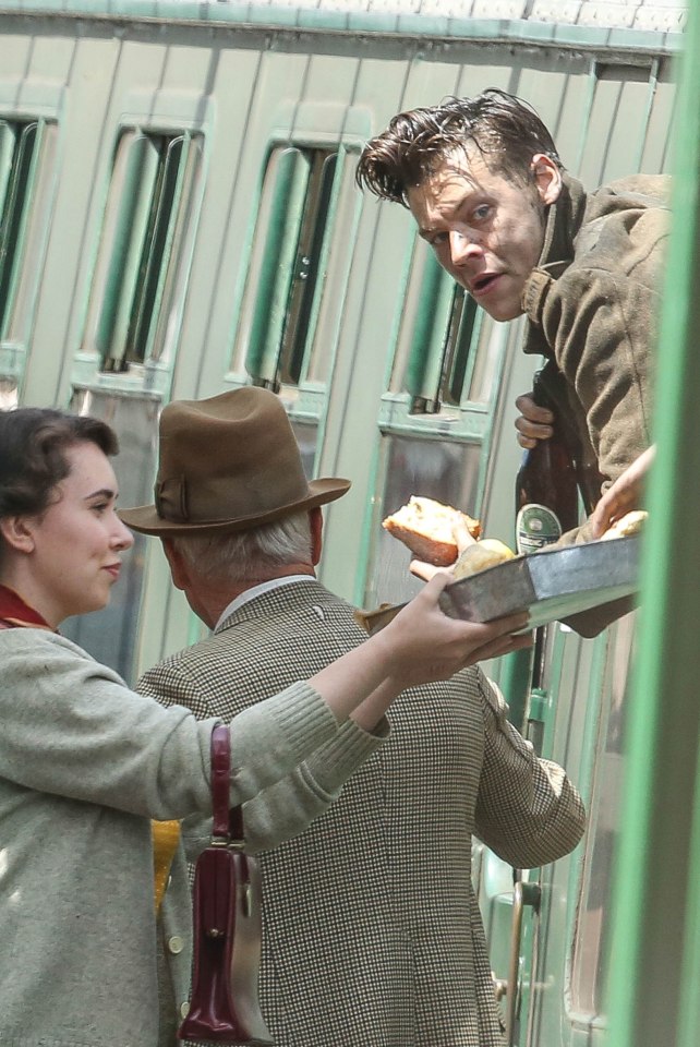 Harry Styles in costume seen filming Dunkirk in Dorset England
