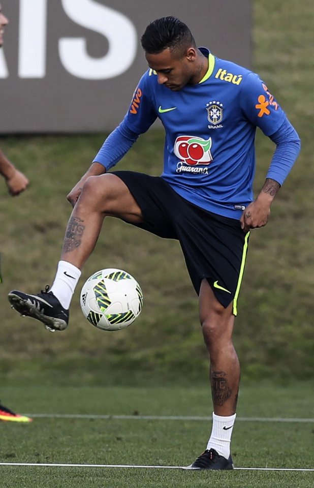 Brazil star Neymar shows off his skills in training ahead of the Rio Games