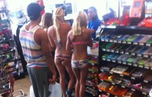 This bikini shot of three girls in a store has gone viral for all the wrong reasons… but can you see why?