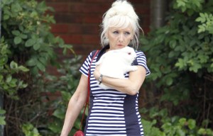 Debbie McGee takes rabbit to vet