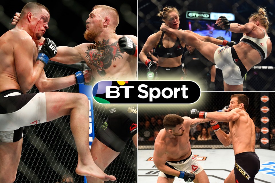 ALL the big UFC fights will be shown live on BT Sport until the end of 2018