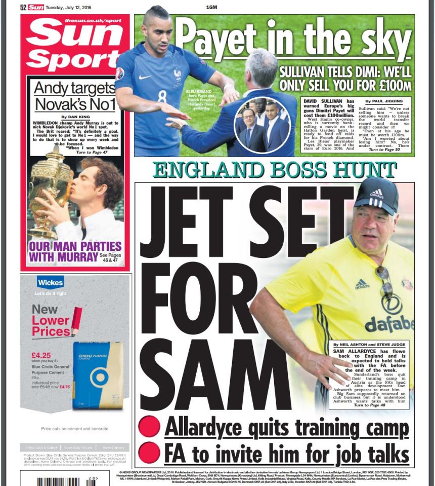 We revealed yesterday how Sam Allardyce quit Sunderland training camp to fly home